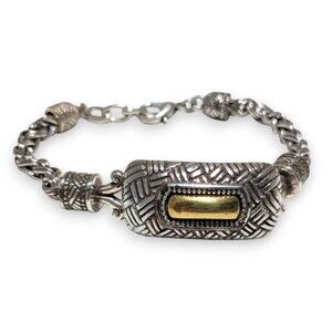 Brighton Two Tone Silver Gold Bracelet Basket Weave 7''